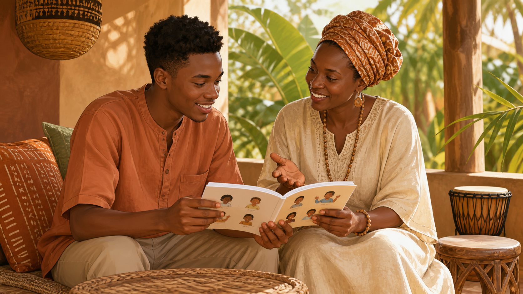 A tutor guiding a learner through a language lesson